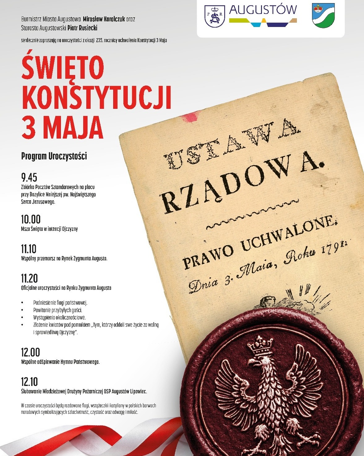 baner opisuący obchody święta Konsystucji 3 Maja